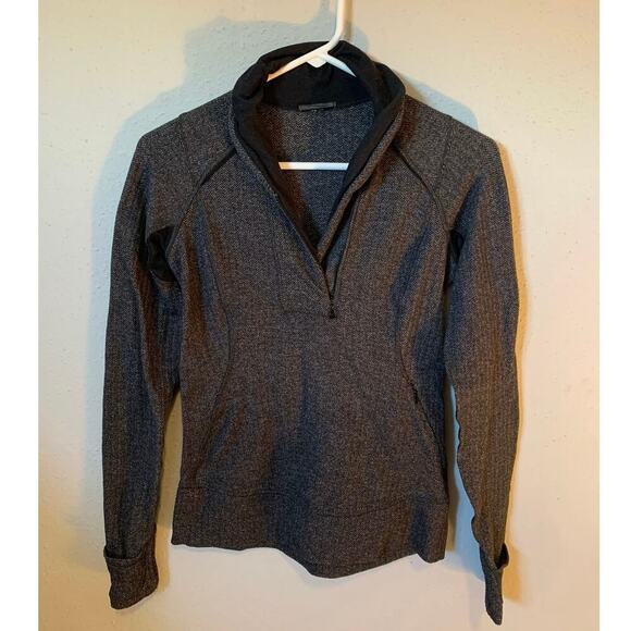 Lululemon Pullover 1/4 Zip Herringbone Black&White Long Sleeve Jacket Sz 4 - Picture 1 of 6